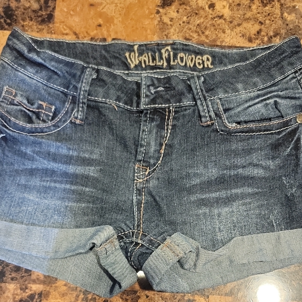Wallflower Blue Jean Shorts Distressed Cut-Offs